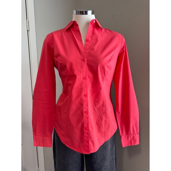 Worthington Women's‎ Coral Pink Long Sleeve Button Down Fitted Shirt - Size 4 - Picture 1 of 6